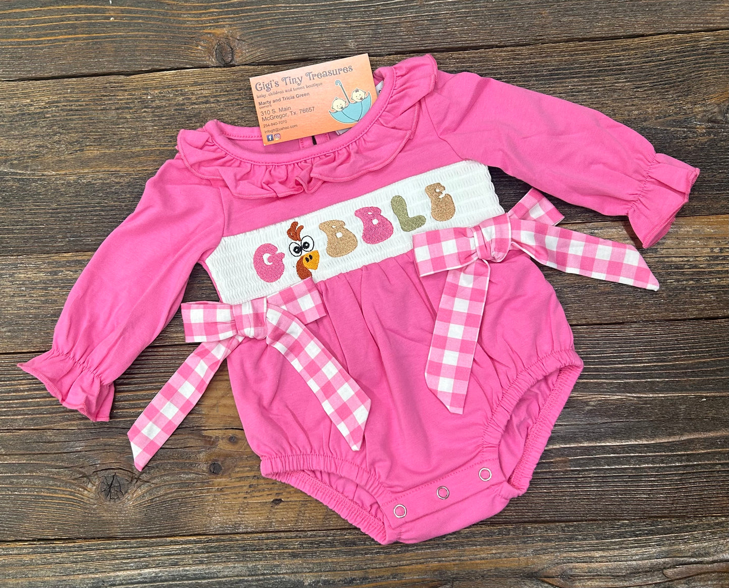 Pink Gobble Smocked Bubble