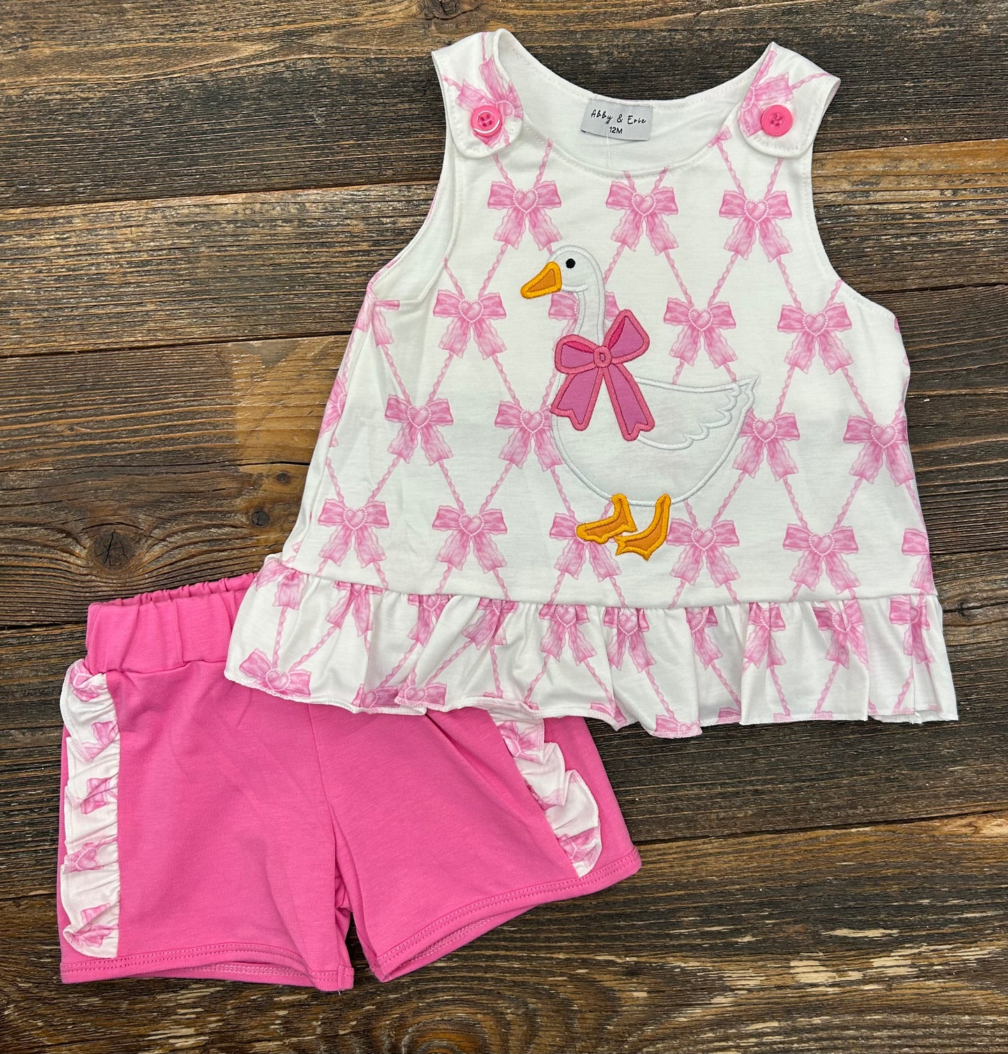 Pink Goose Ruffle Short Set