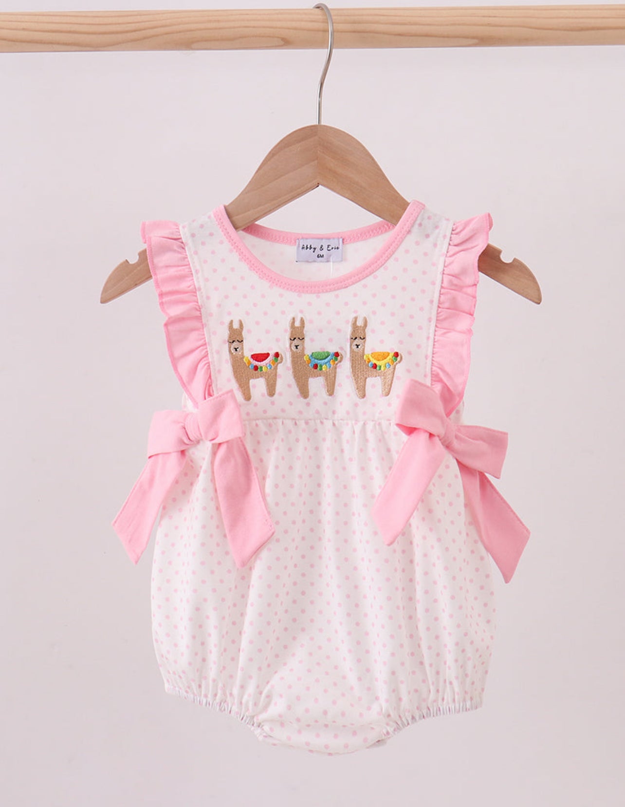 Pink Alpaca Embroidery Ruffle Bubble