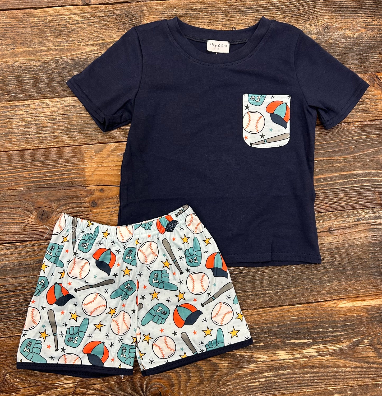 Navy Baseball Short Set