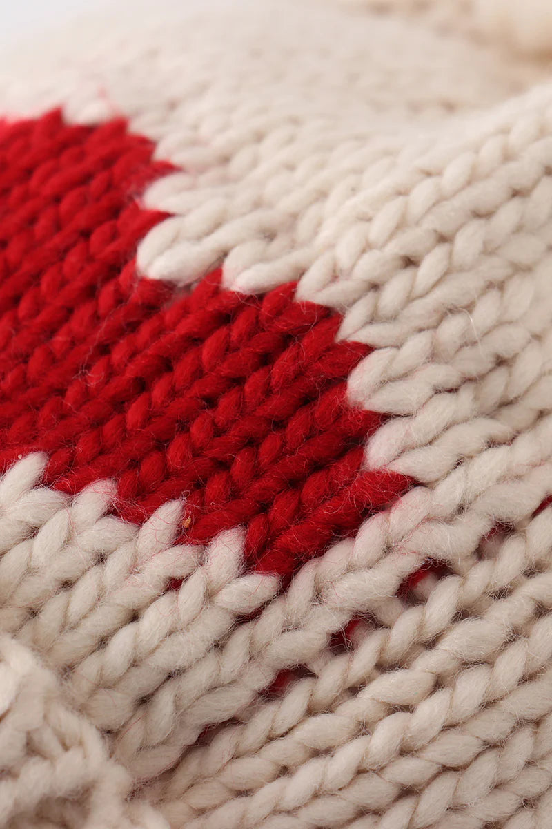 Cream Heart Pom Beanie