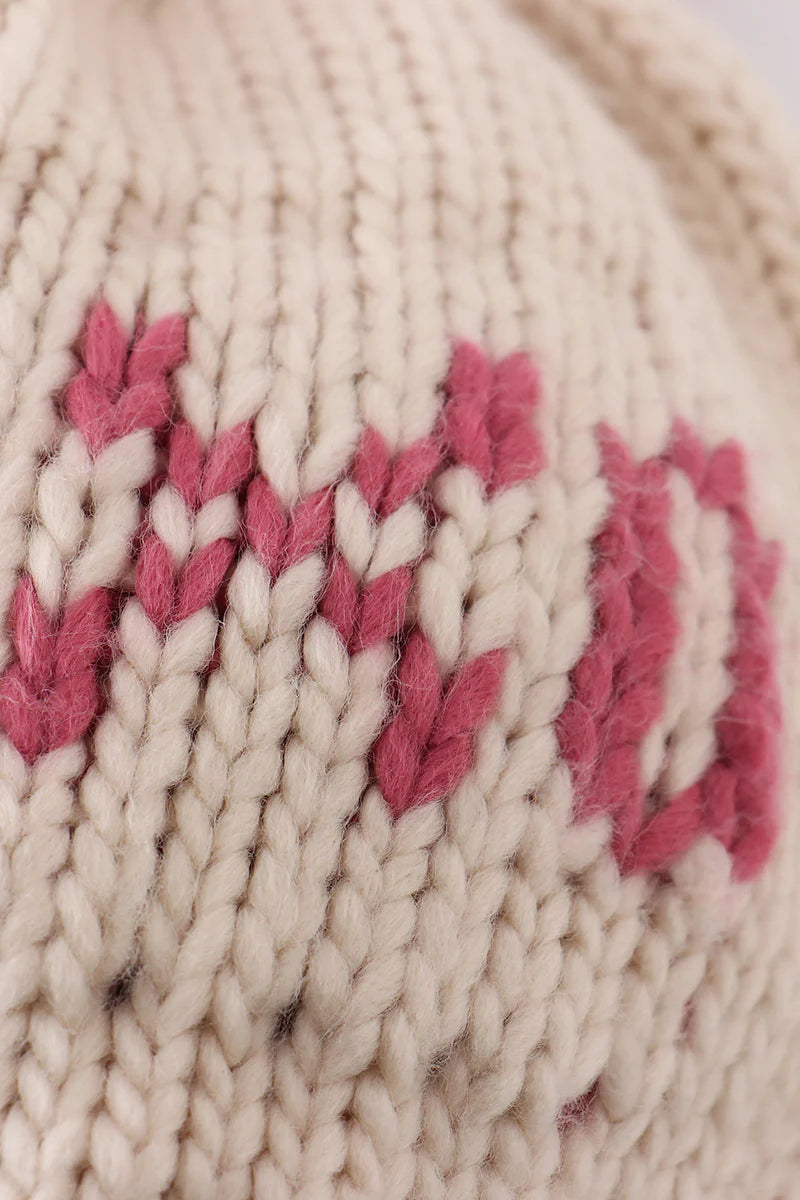 Cream XOXO Pom Beanie