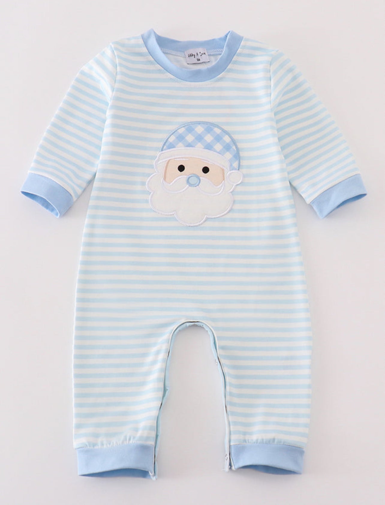 Blue Striped Santa Romper