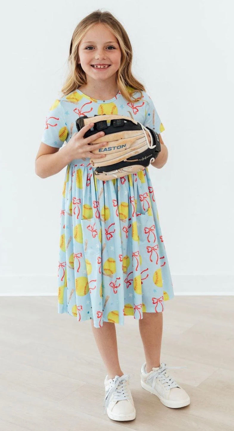 M&R Softball Sweetie S/S Pocket Twirl Dress