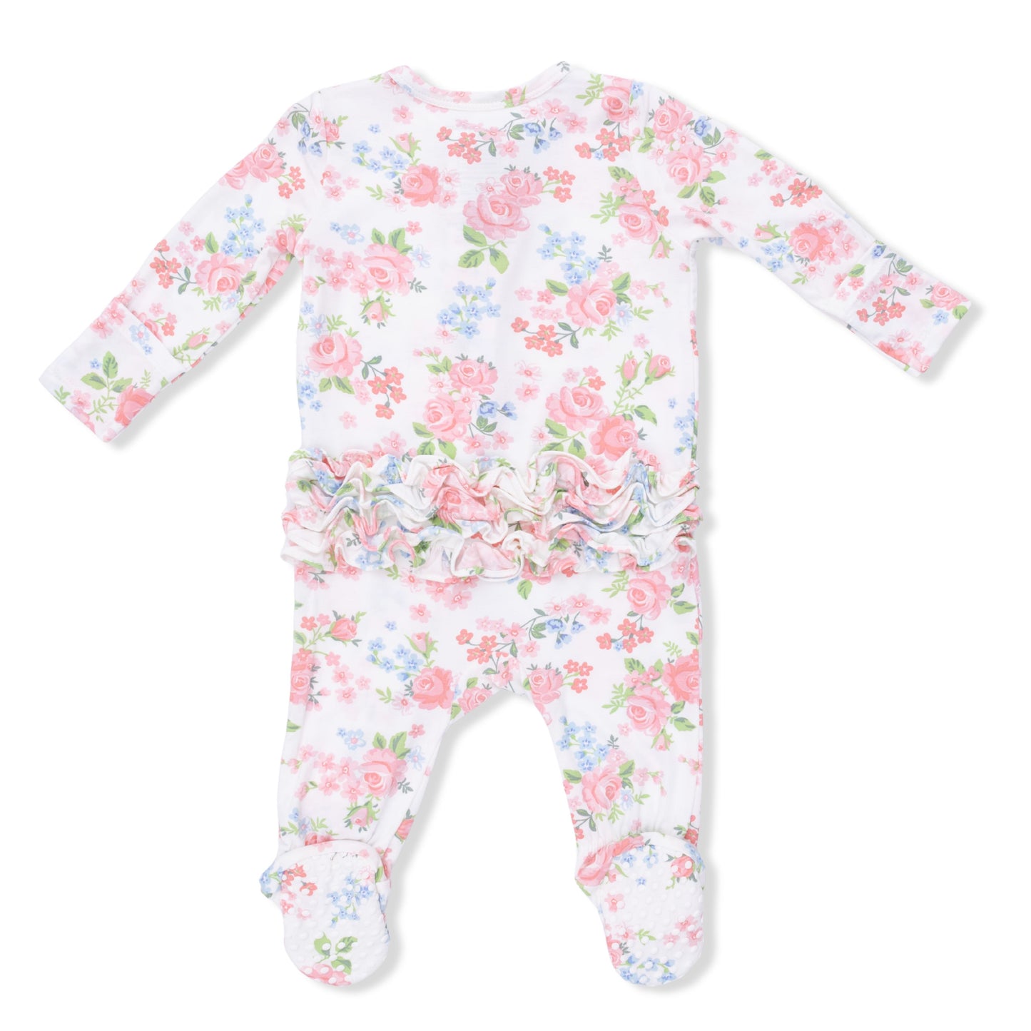 Angel Dear Cute Little Roses 2 Way Ruffle Back Zipper Footie