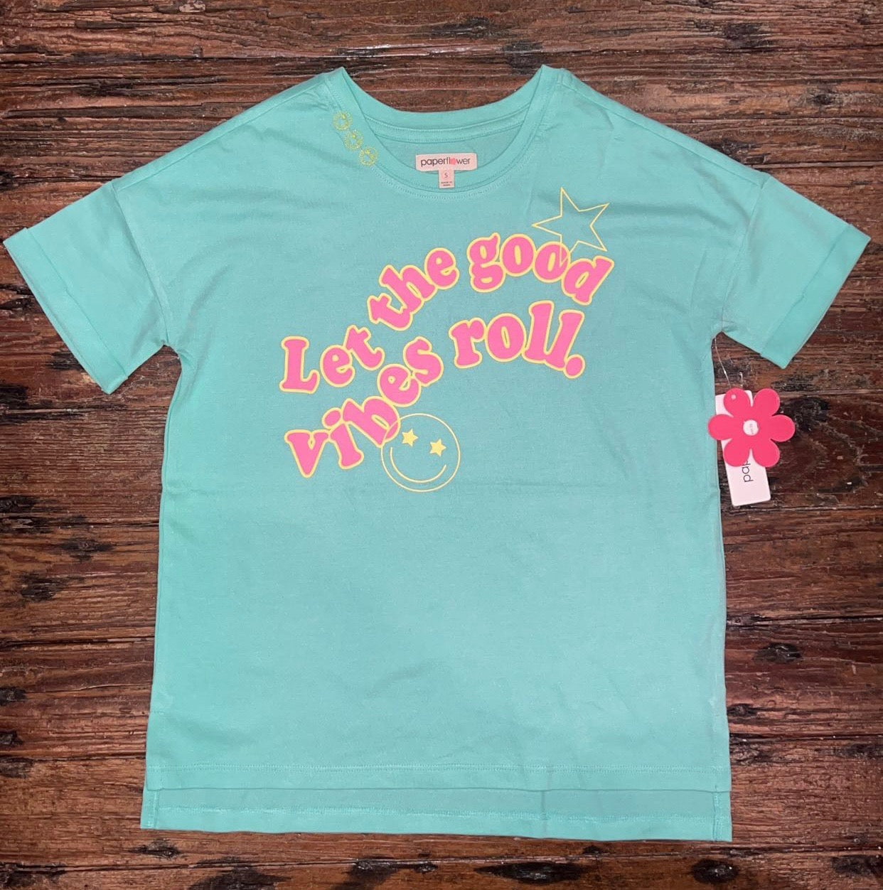 Paper Flower Let The Good Vibes Roll Graphic Tee