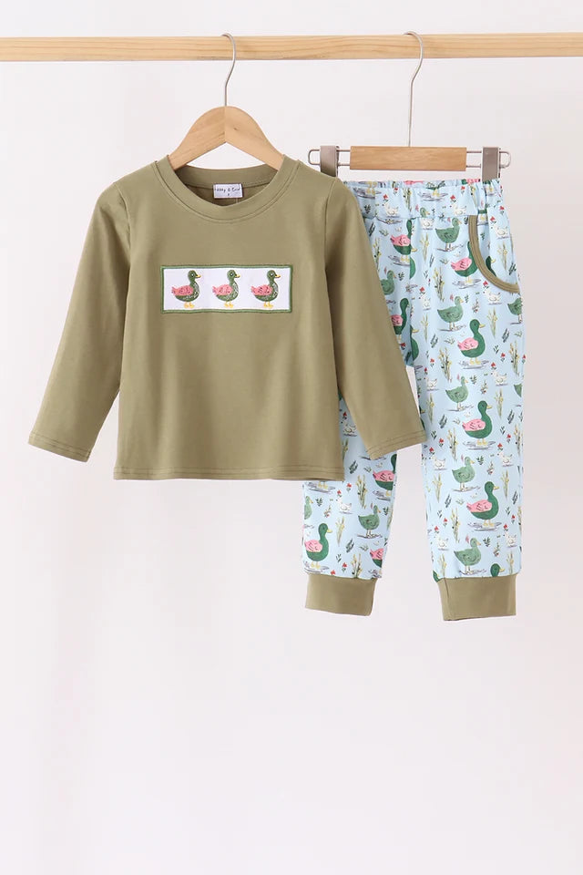 Mallard Embroidered Pant Set