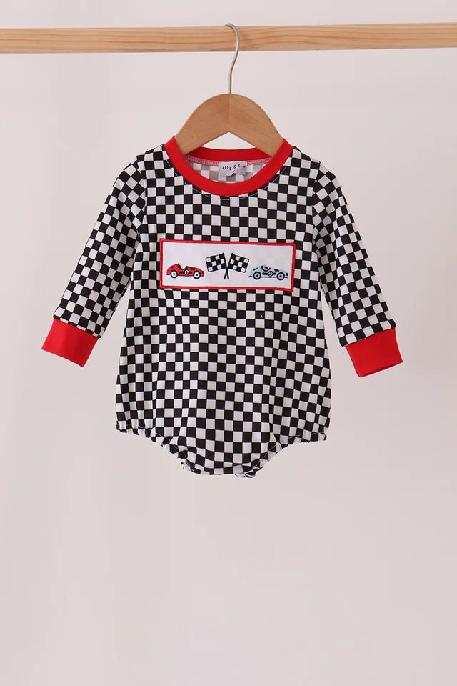 Race Car Embroidered Bubble