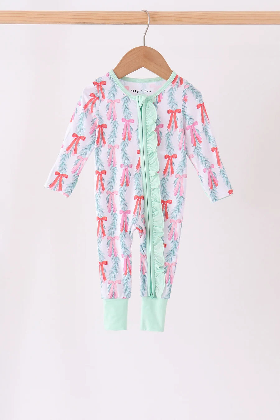 Christmas Tree Bow Bamboo Romper