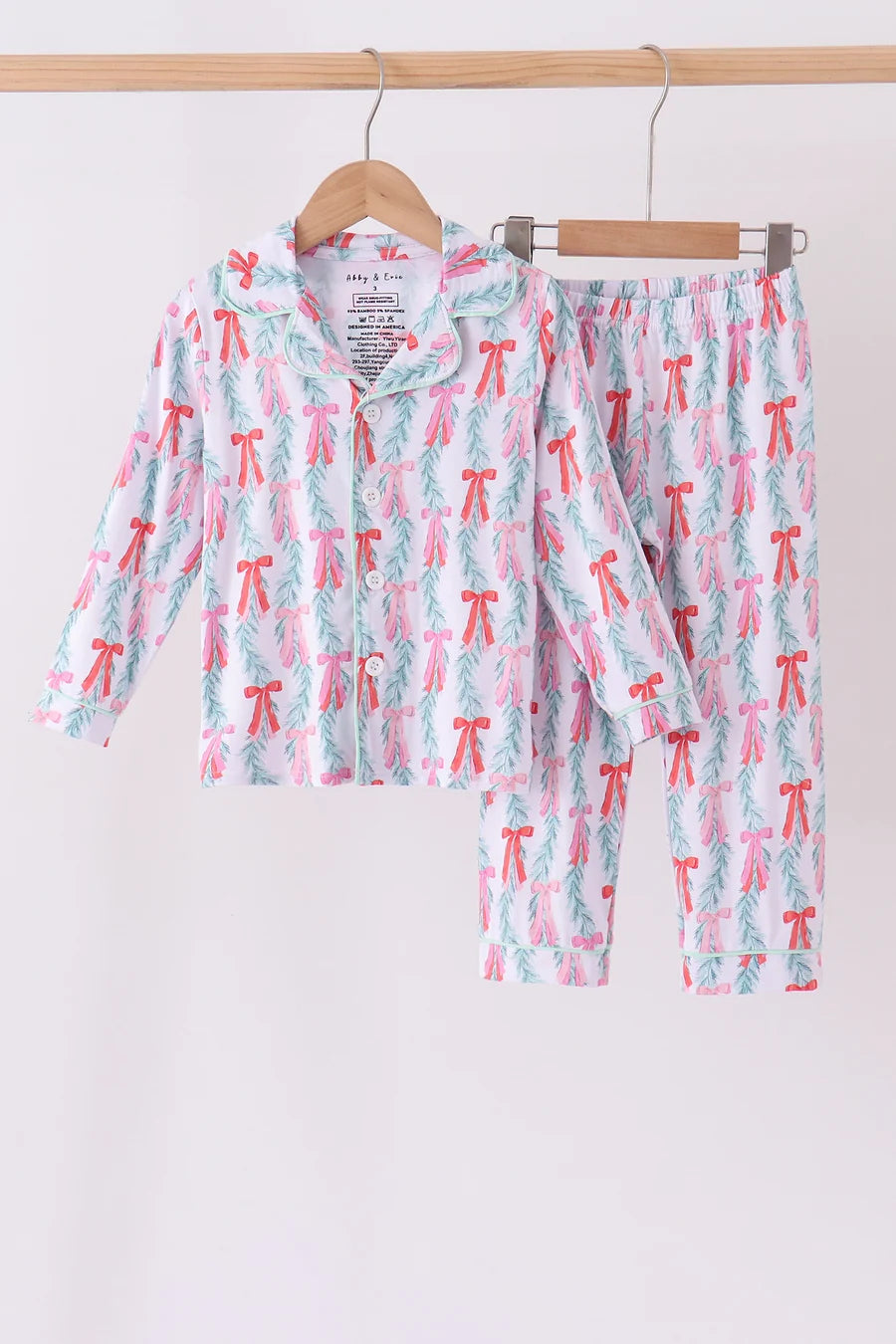 Christmas Tree Bow Pajama Set