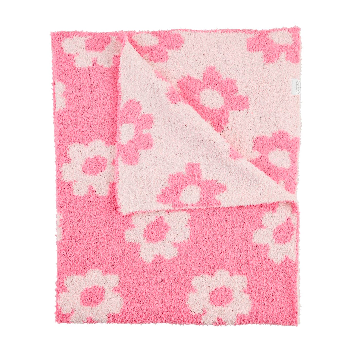 Mudpie Pink Chenille Flower Blanket