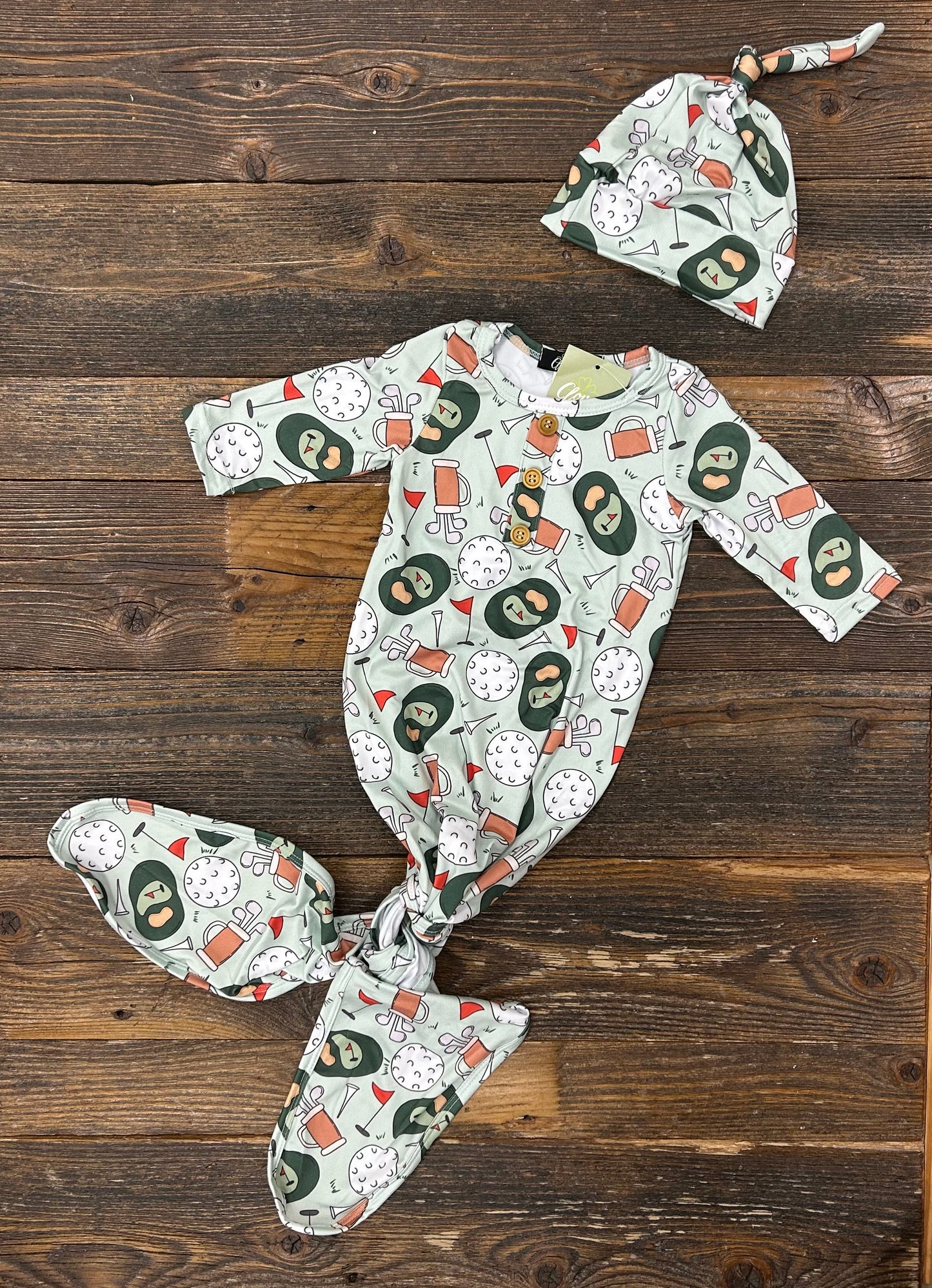 CC Caddy Baby Knotted Gown & Hat