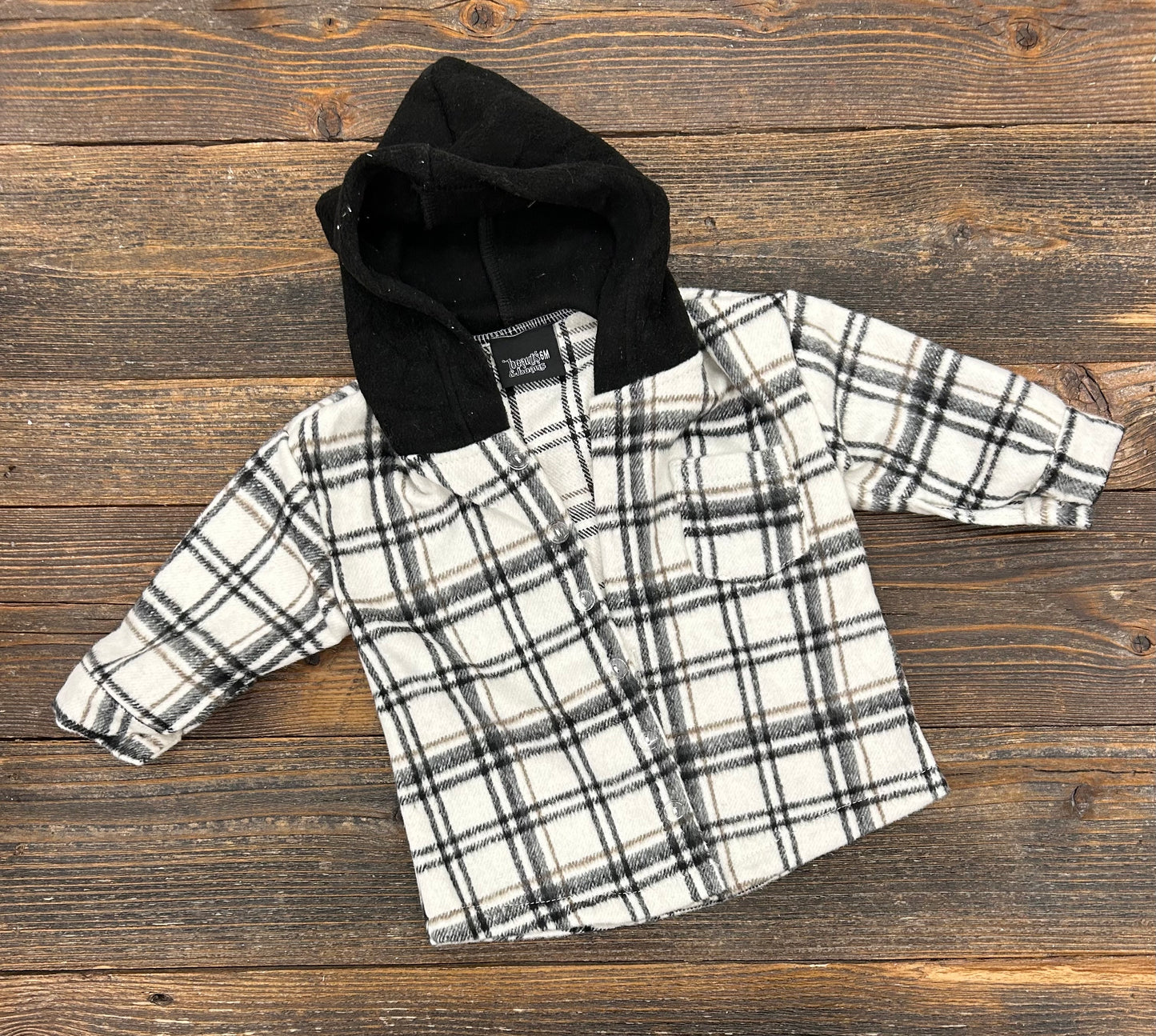 Black & White Hooded Flannel