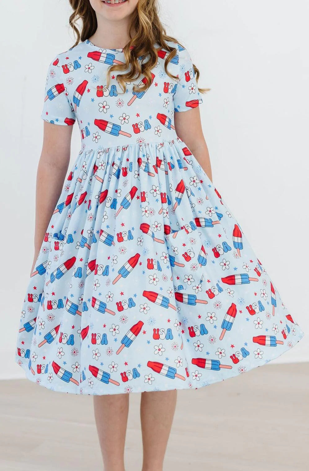 M&R Proudly Patriotic S/S Pocket Twirl Dress