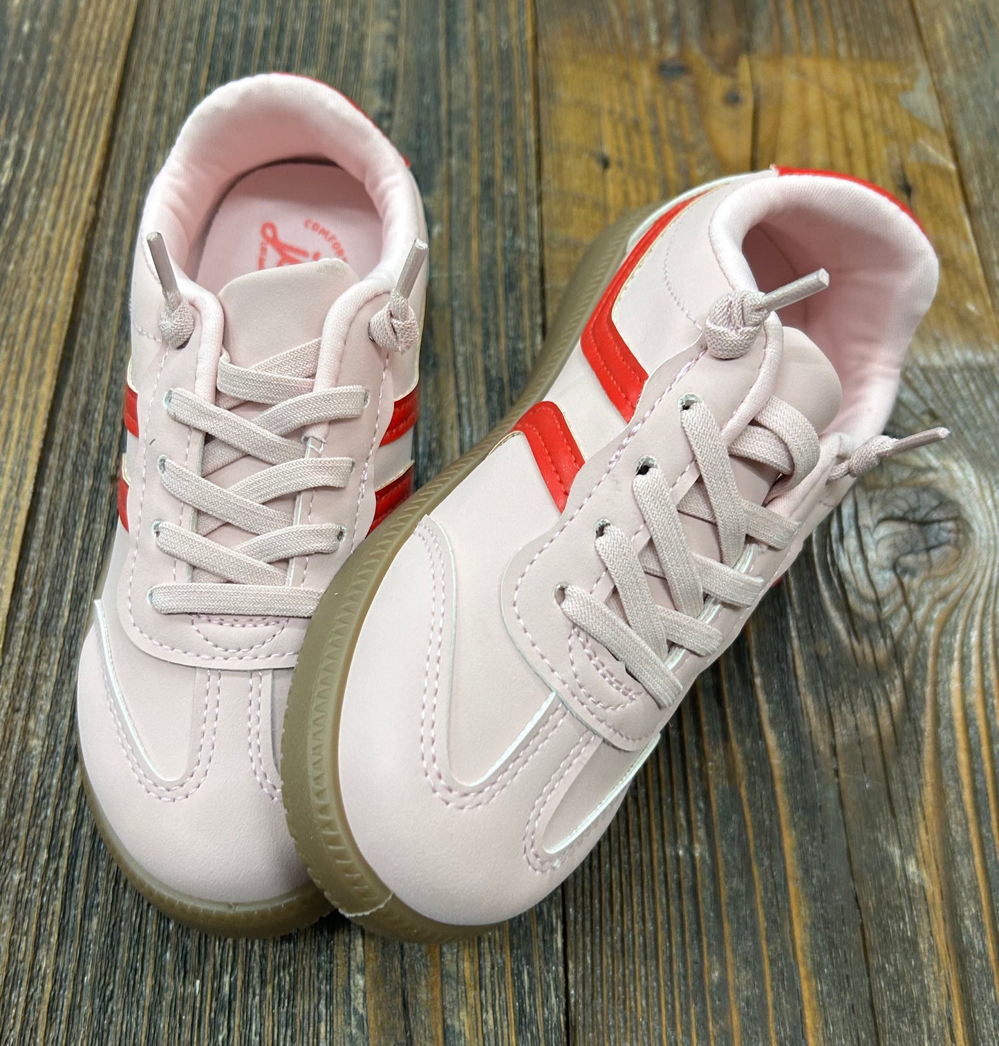 JP Light Pink/Red Suede Slip Ons