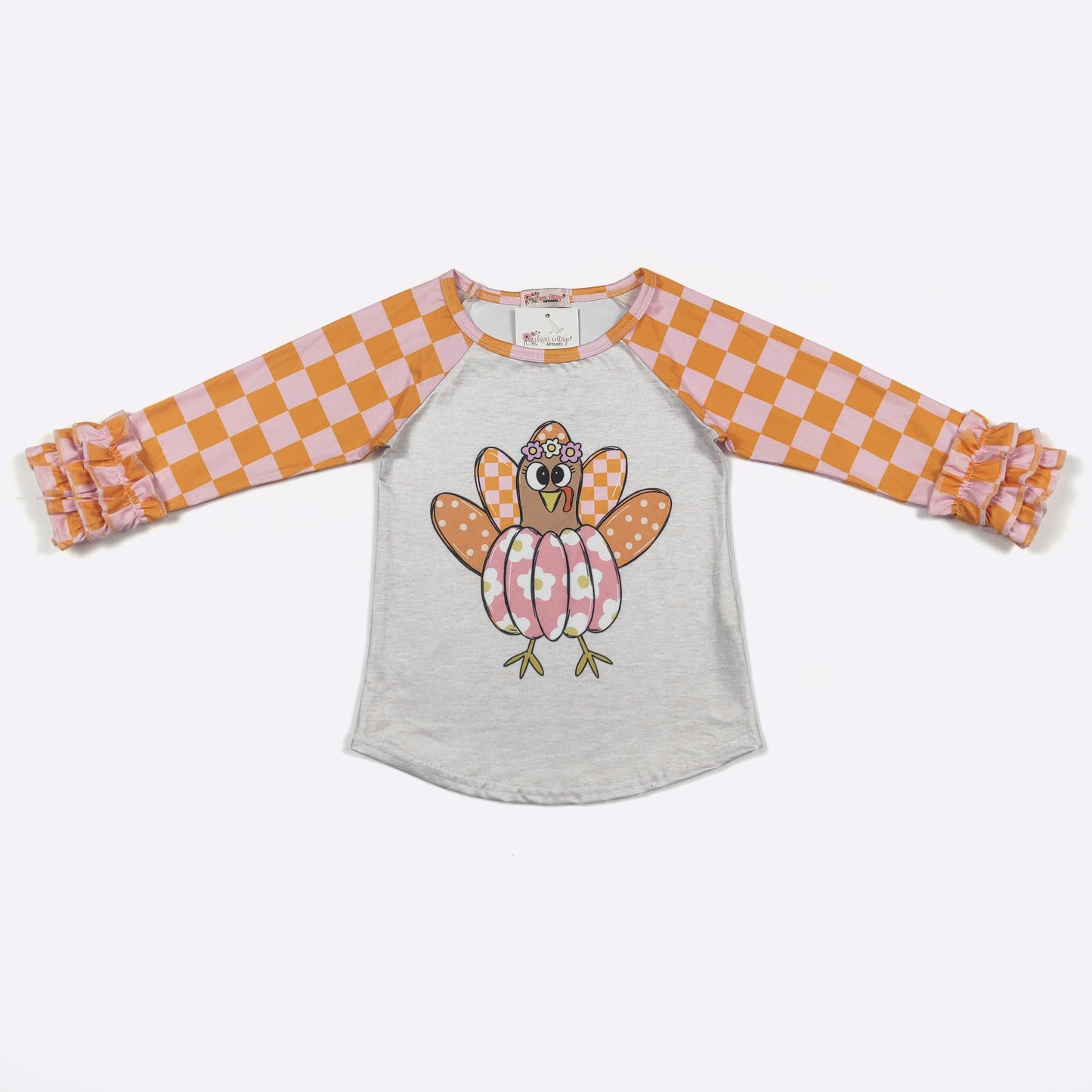 Turkey Pumpkin Ruffle Raglan