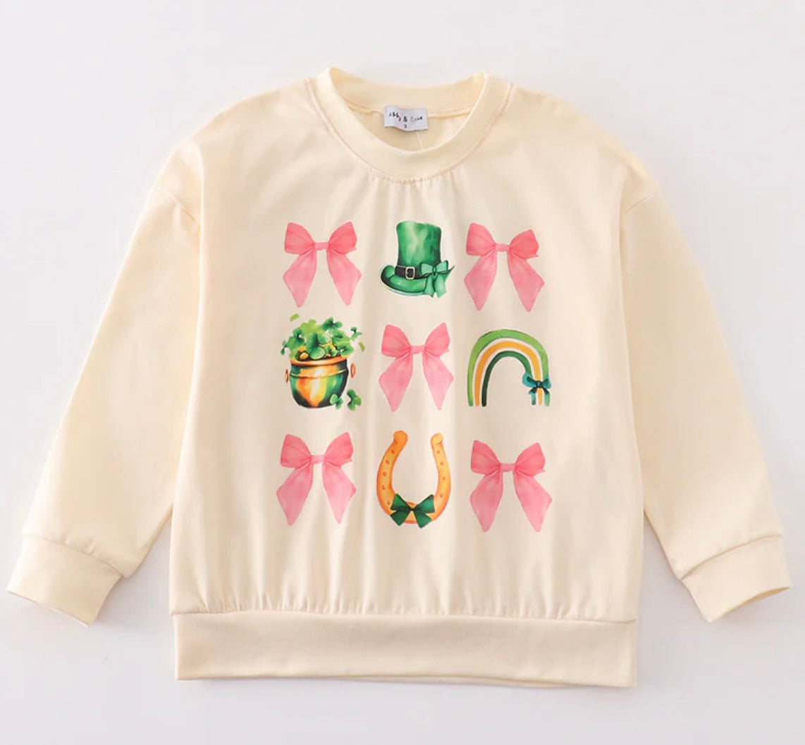 Cream Clover Rainbow Pullover