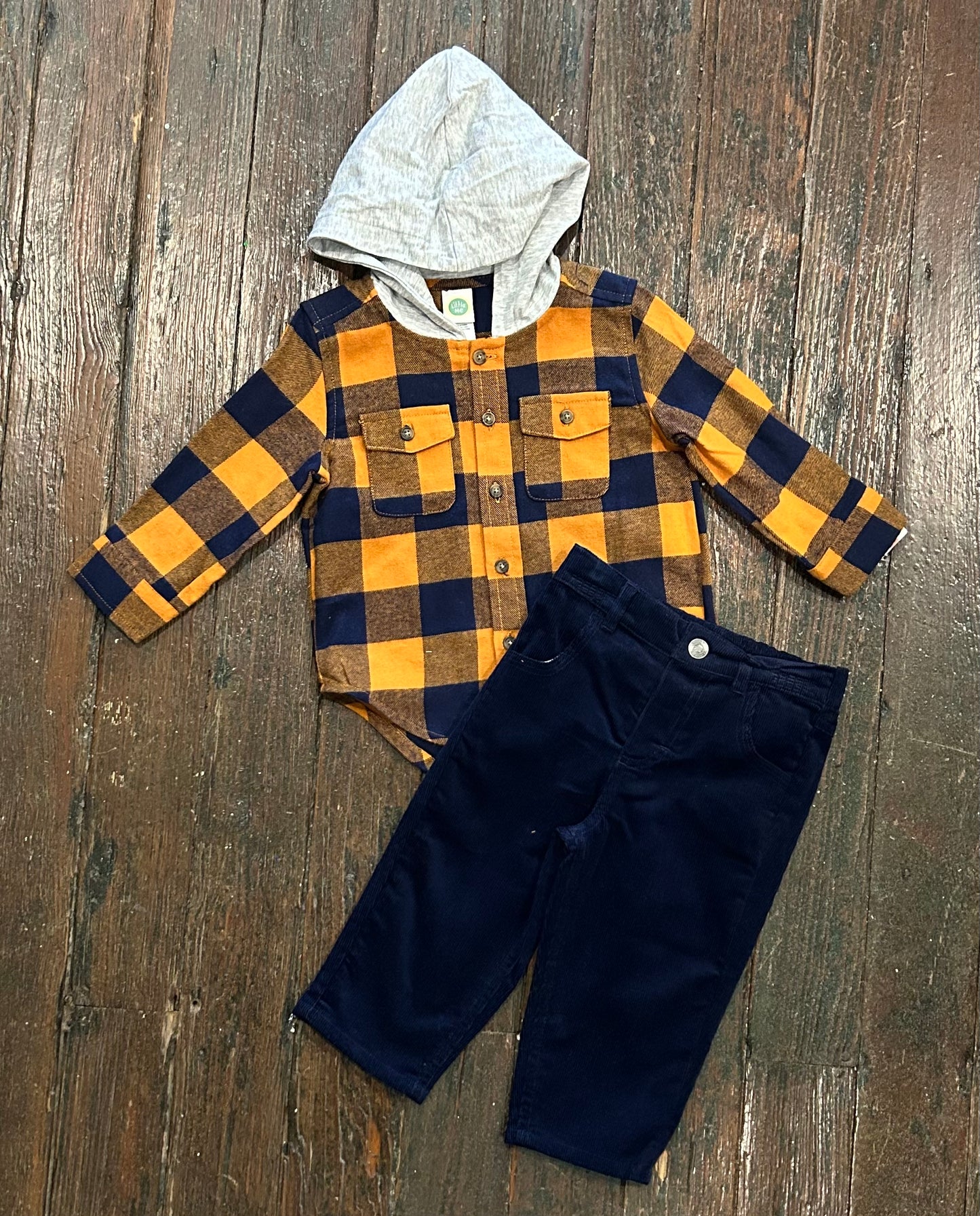 Little Me Navy Woven Pant Set