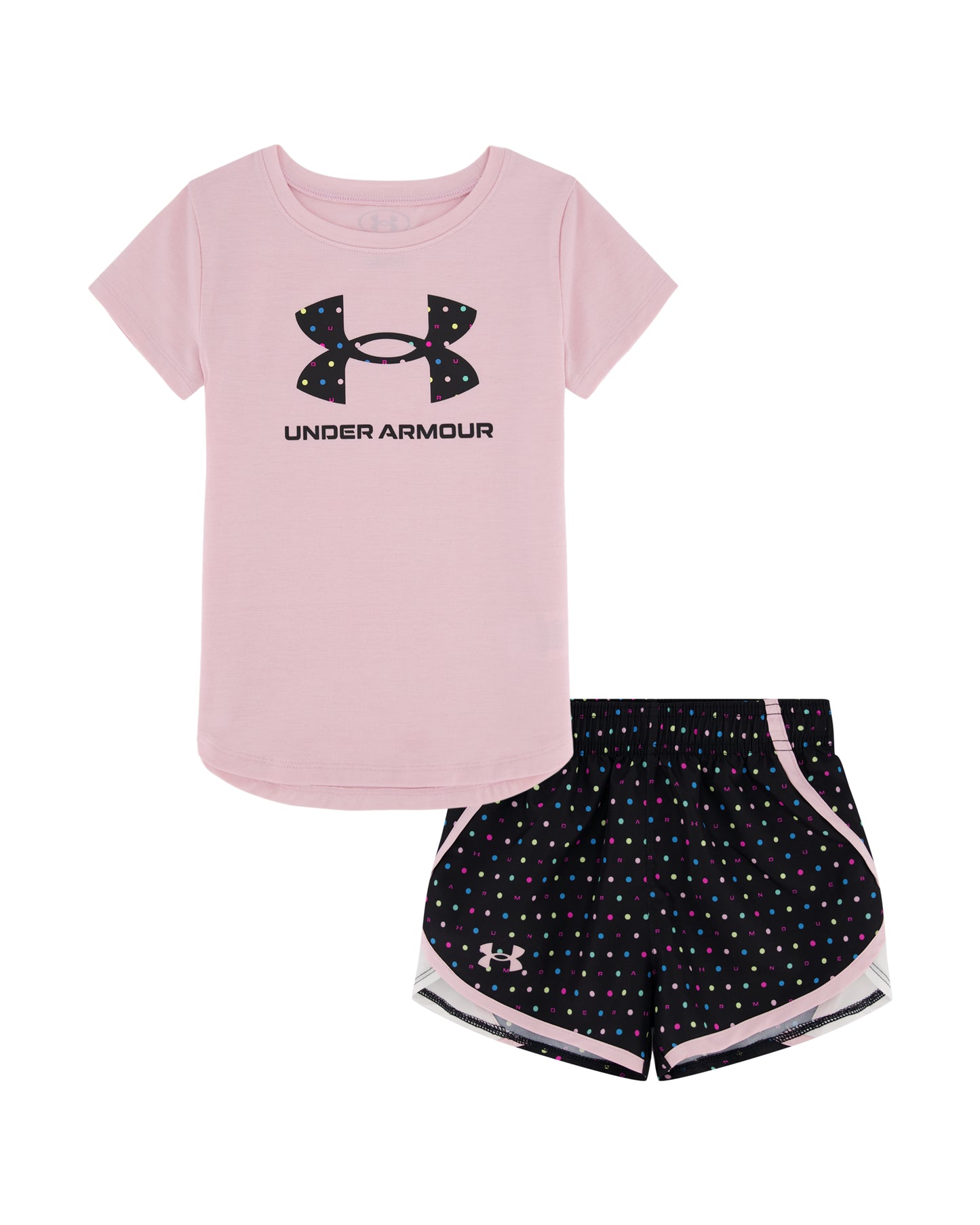 Under Armour Prime Pink Logo & Polka Dot Short Set