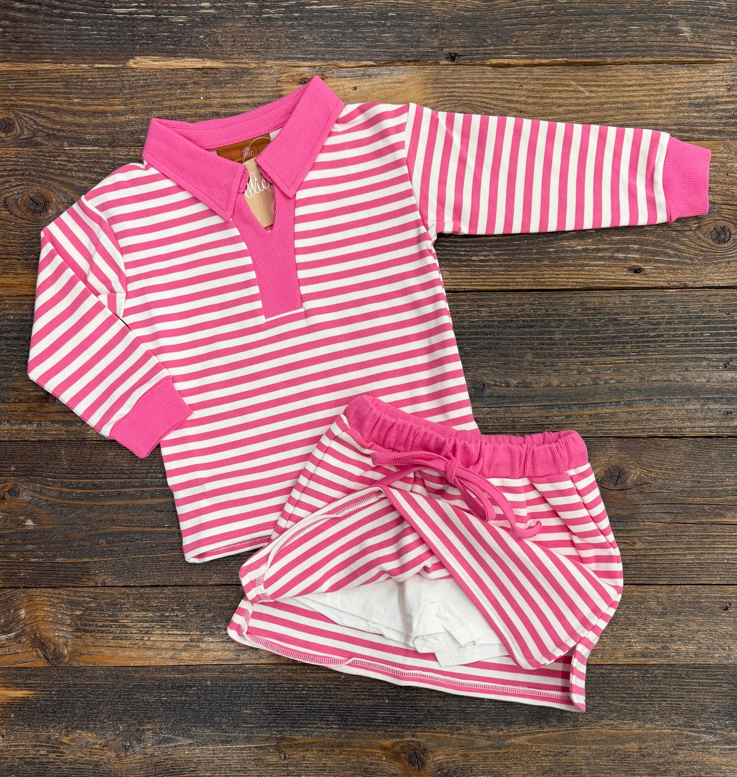 Millie Jay Isabelle Skort Set -Pink Stripe (617)