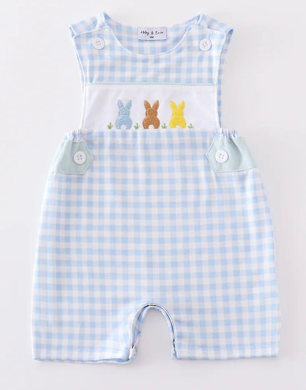 Blue Bunny Embroidered Gingham JonJon