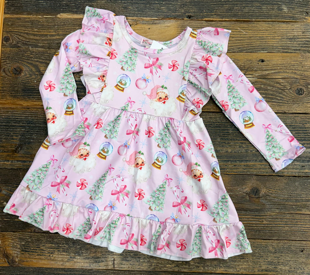 Snowglobe Pink Christmas Girls Dres