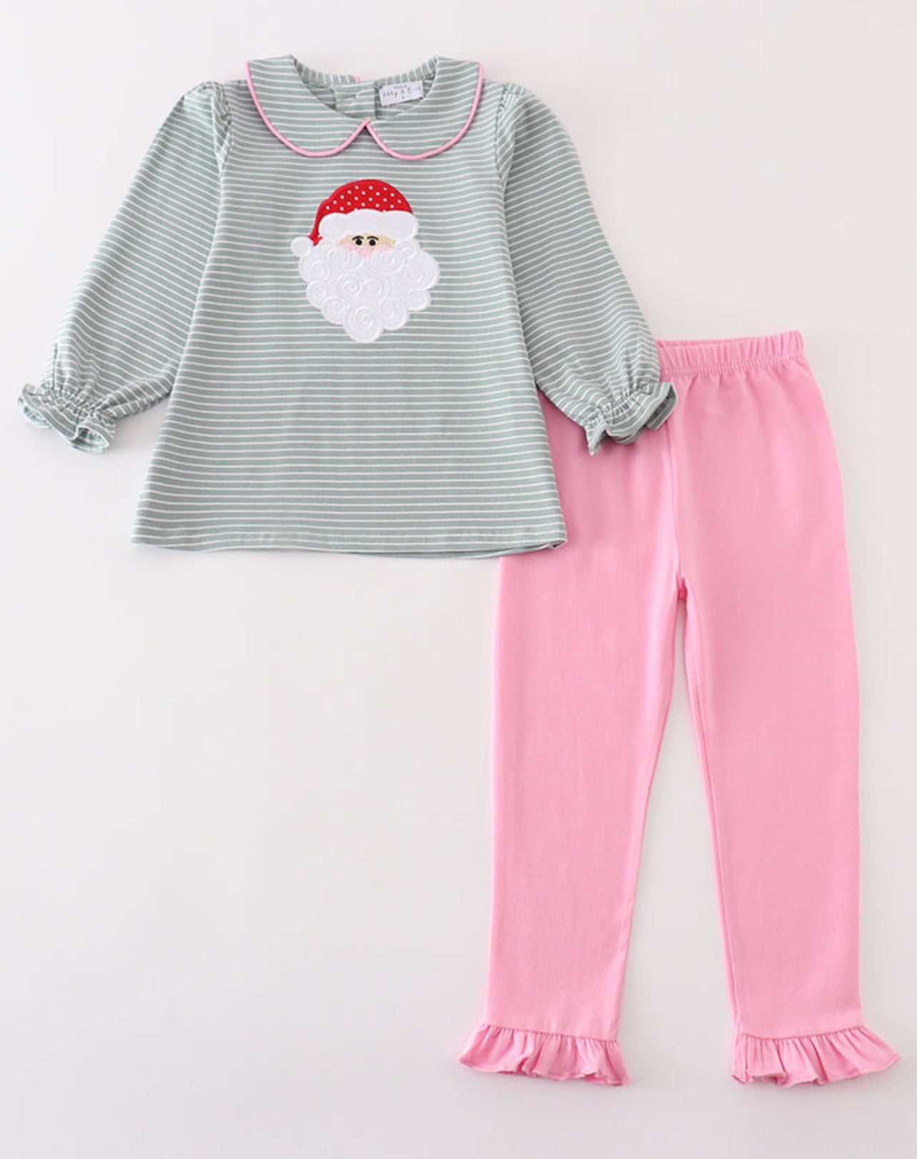 Striped Santa Collared Pant Set