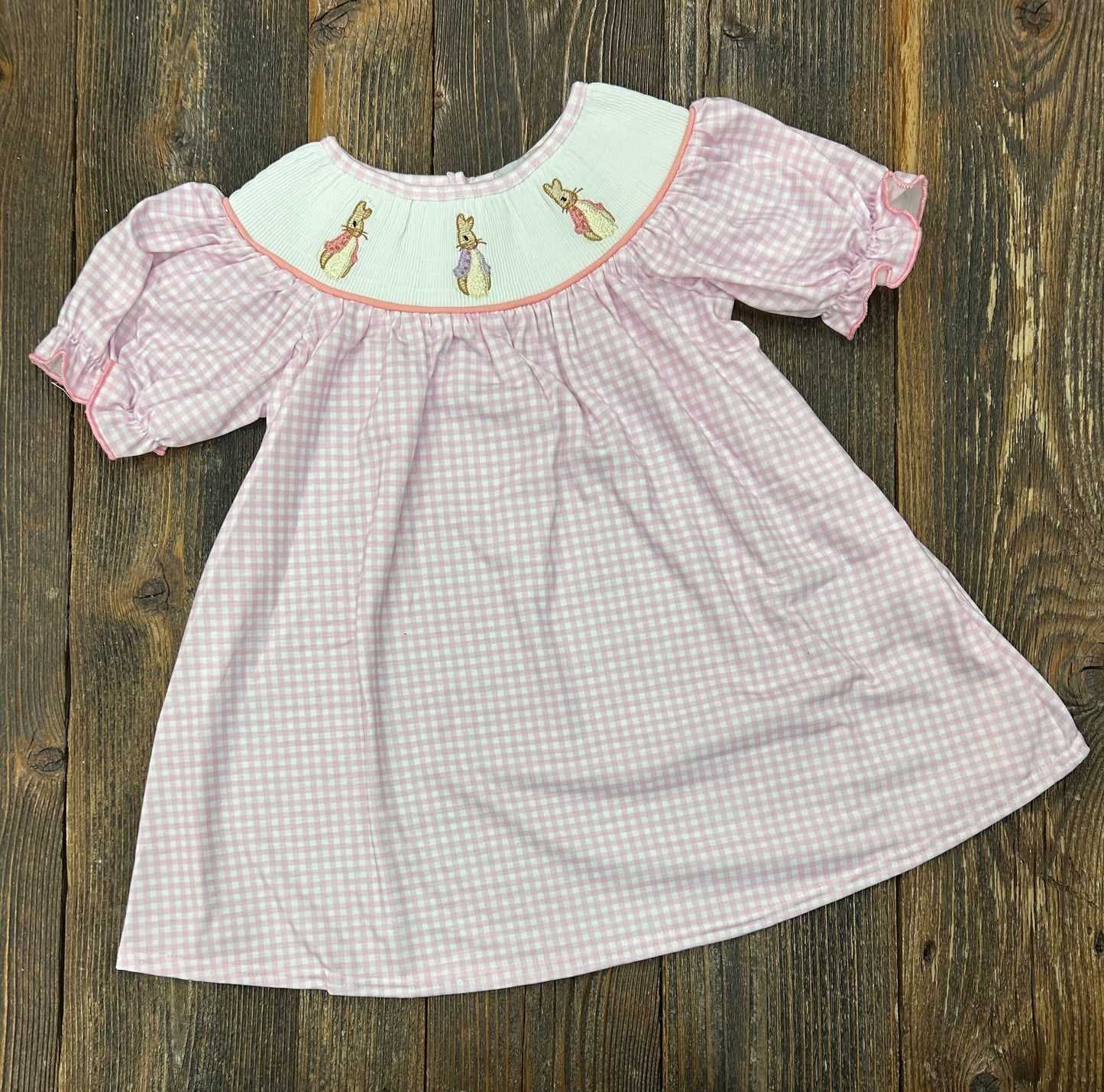 Pink Bunny Embroidered Dress