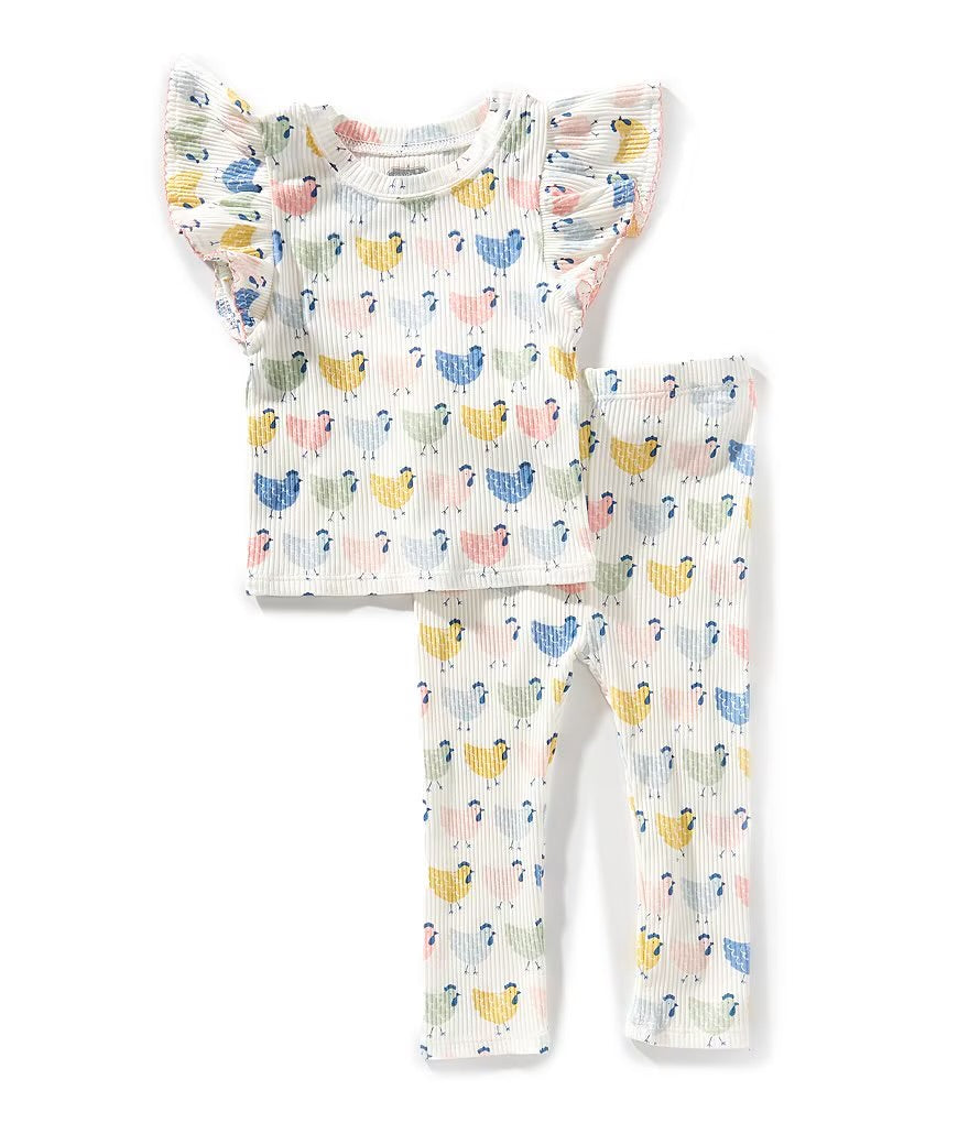 Mudpie Chicken Print Baby Set