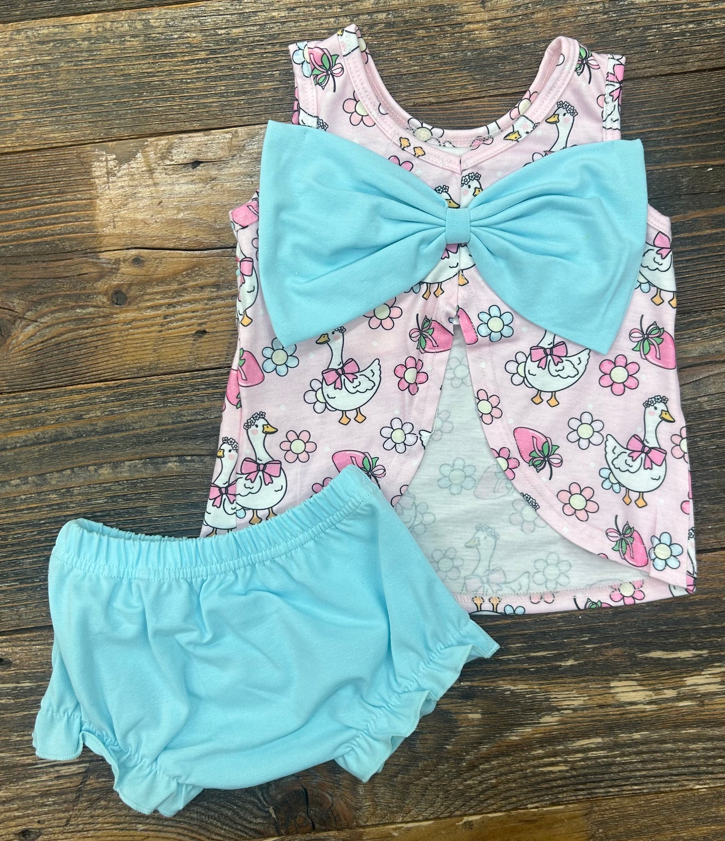 Pink Goose Floral Smocked Bloomer Set