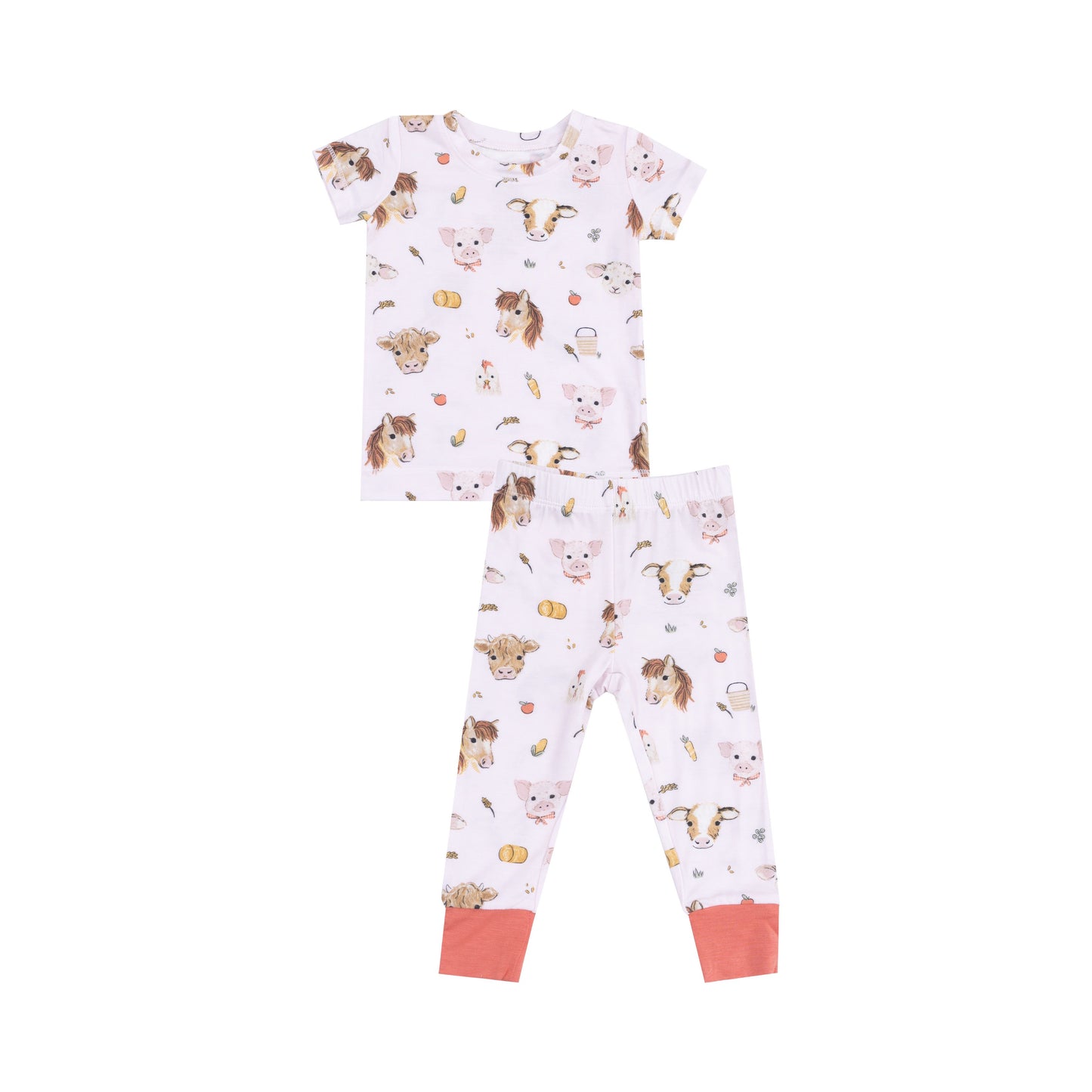 Angel Dear Vintage Animal Faces Pink Loungewear Set