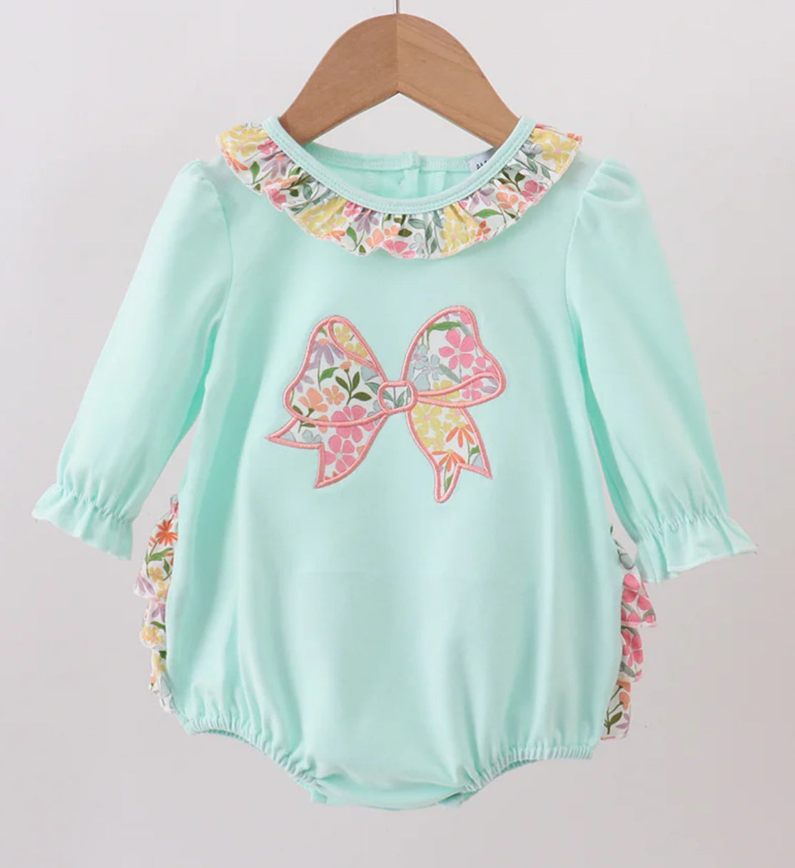 Mint Floral Bow Bubble