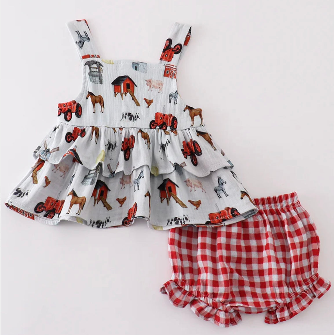 Farm Muslin Ruffle Baby Set