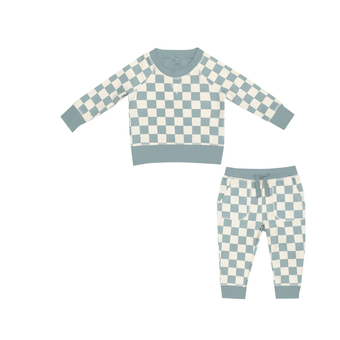 Angel Dear Gray Mist Checkerboard Jogger Set