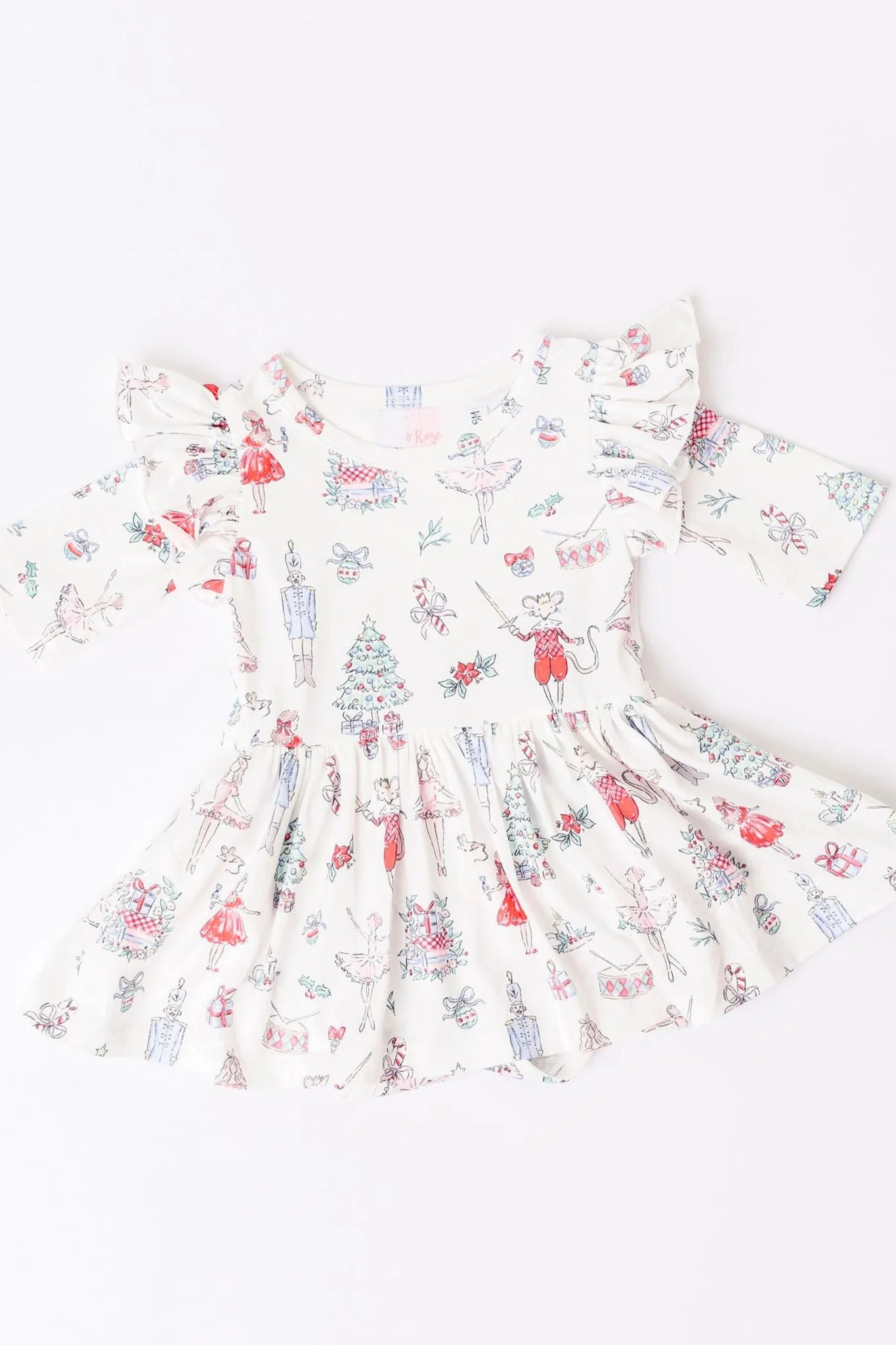 MR Clara's Christmas Twirl Flutter Bodysuit