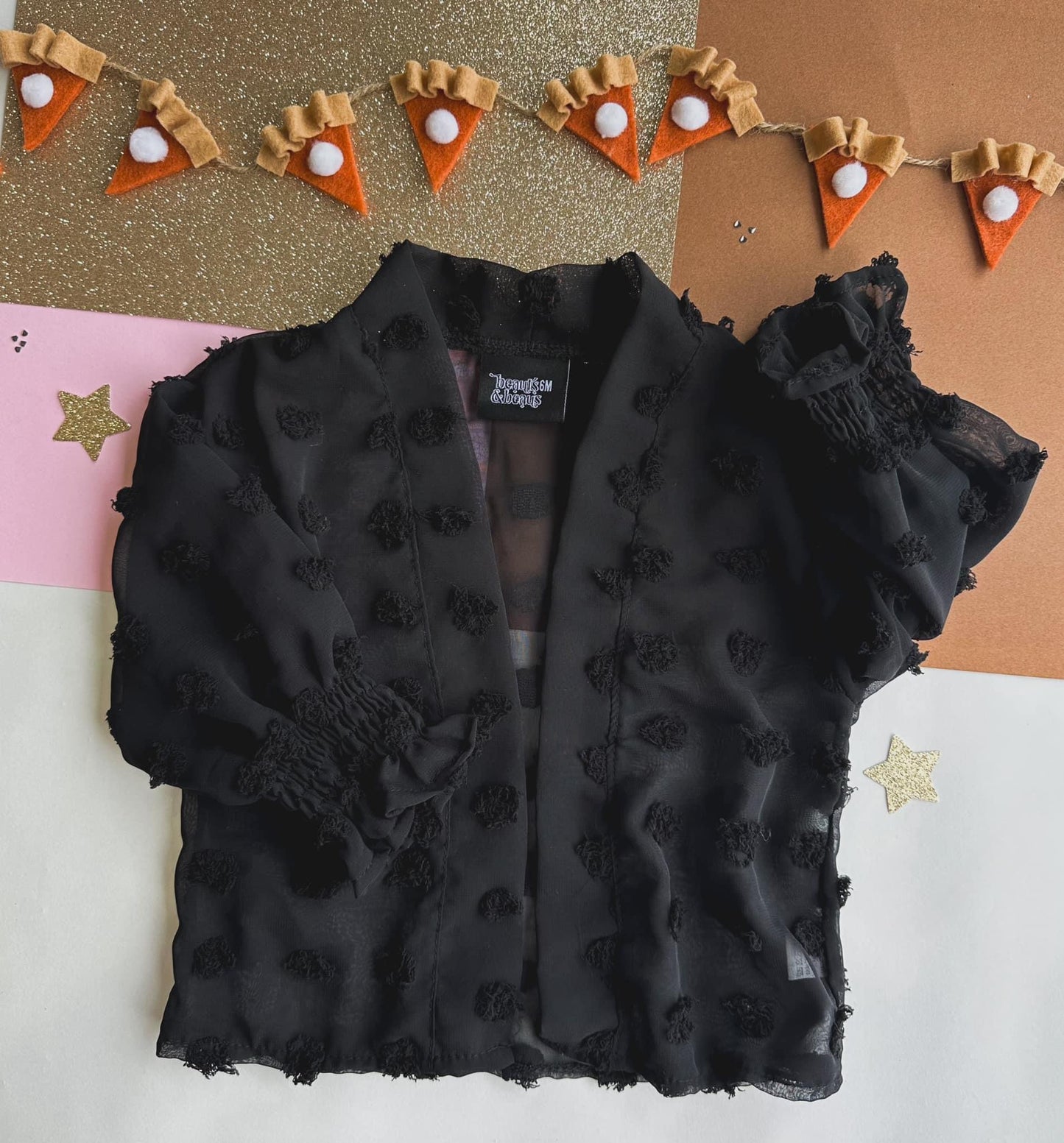 Black Swiss Dot Cardigan