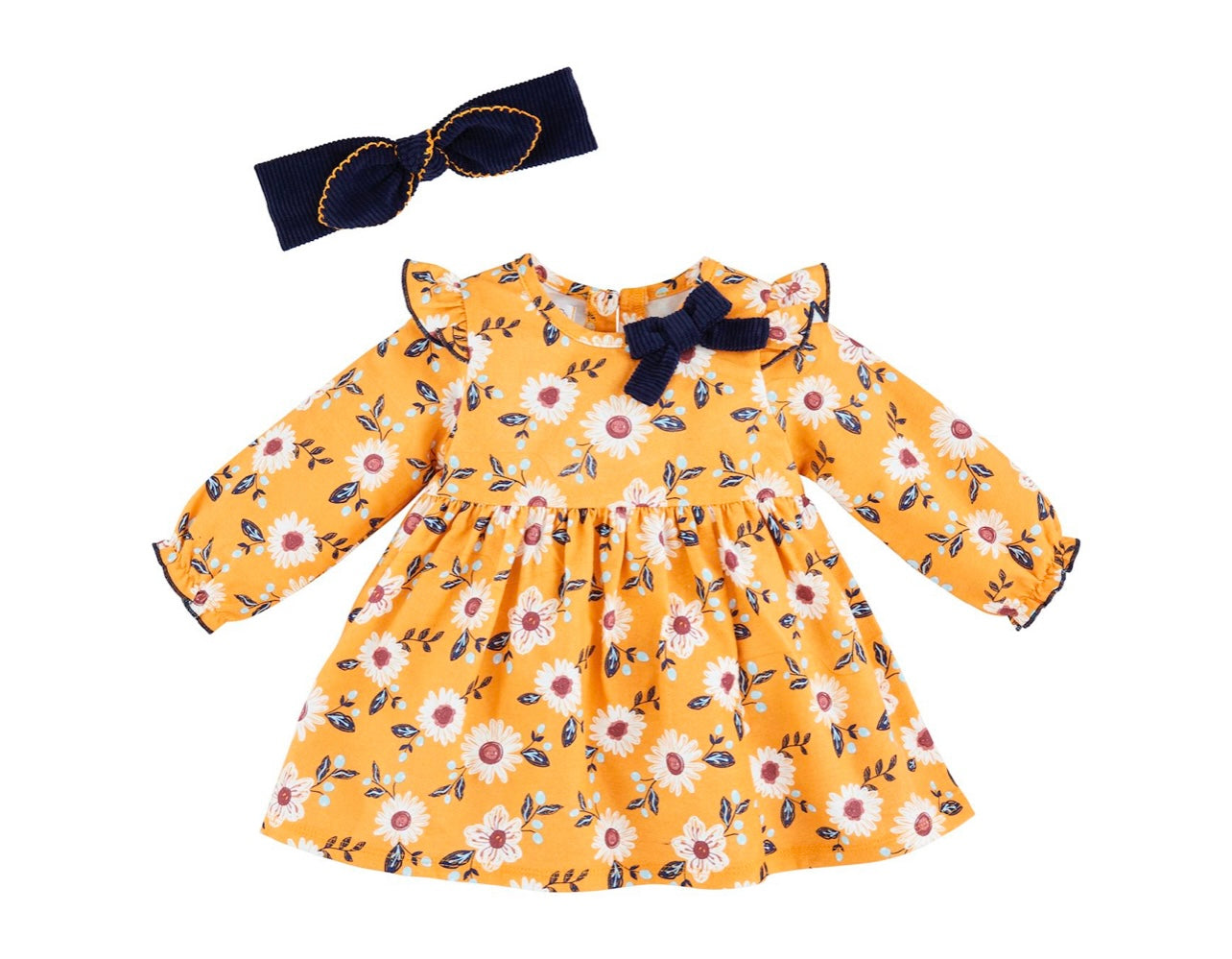 Mudpie Flower Flannel Dress + Headband Set