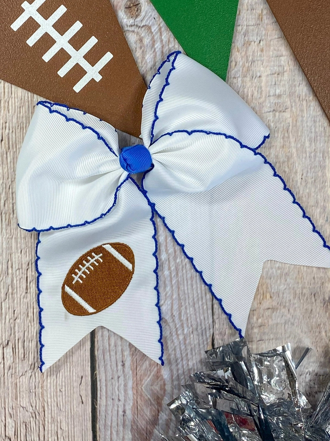 Embroidered Football Bow