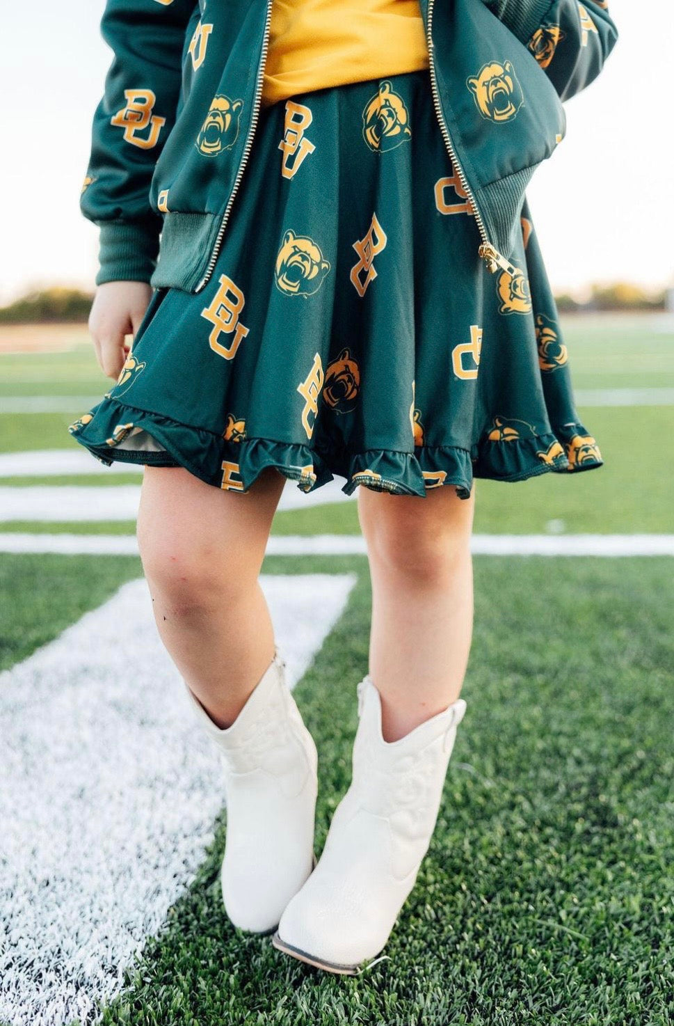 M&R Baylor Green Bear Ruffle Twirl Skort