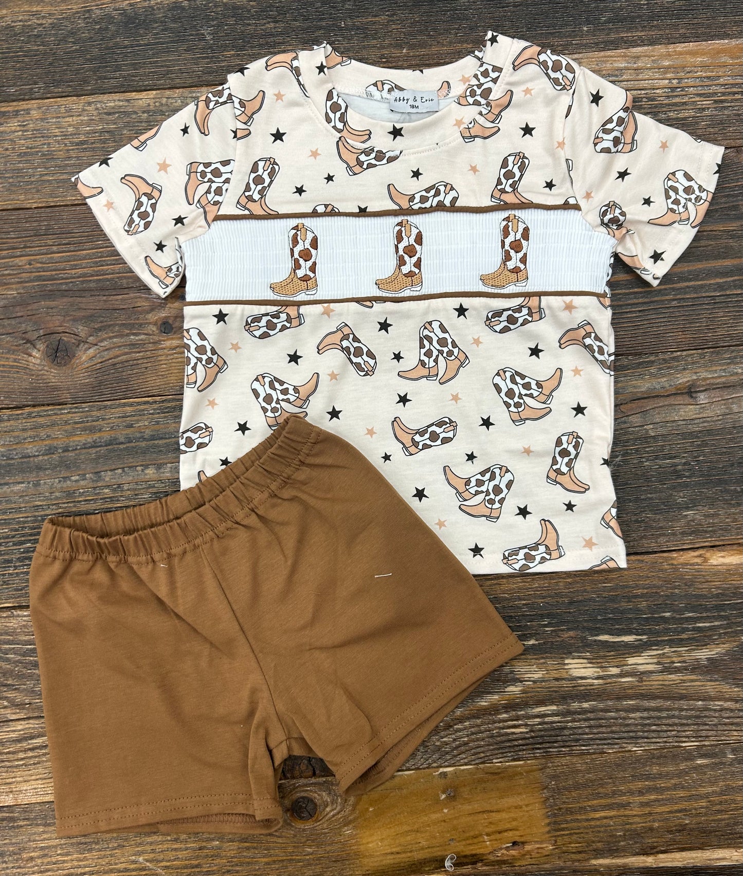 Western Cowboy Smocked Short Set