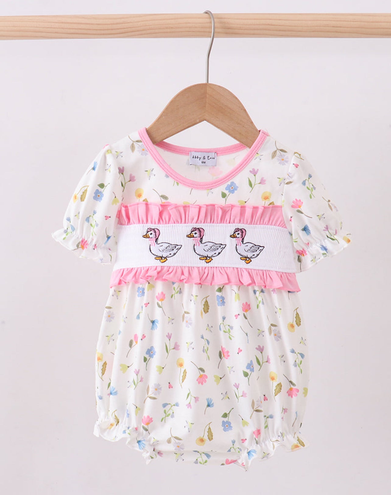 Pink Duck Smocked Bubble