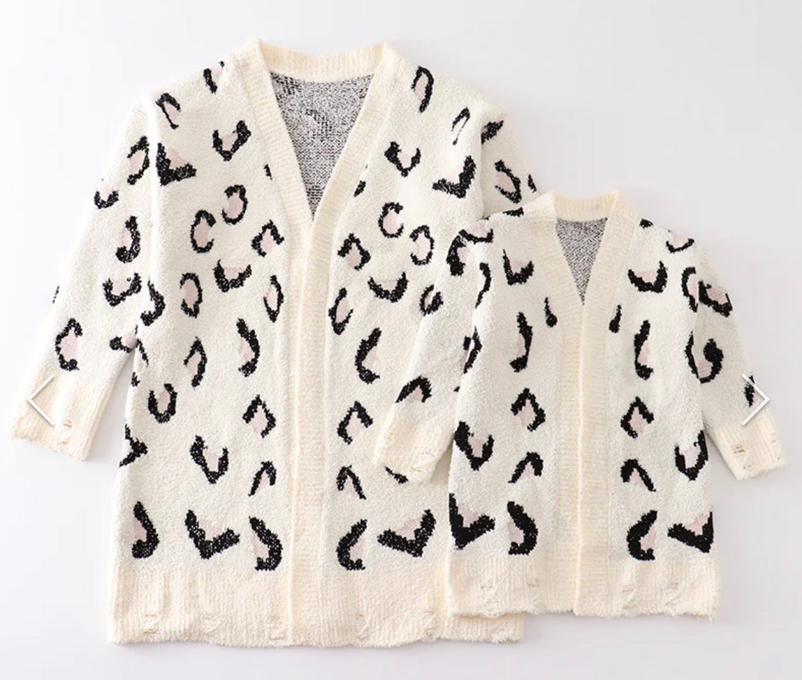 White Leopard Cardigan