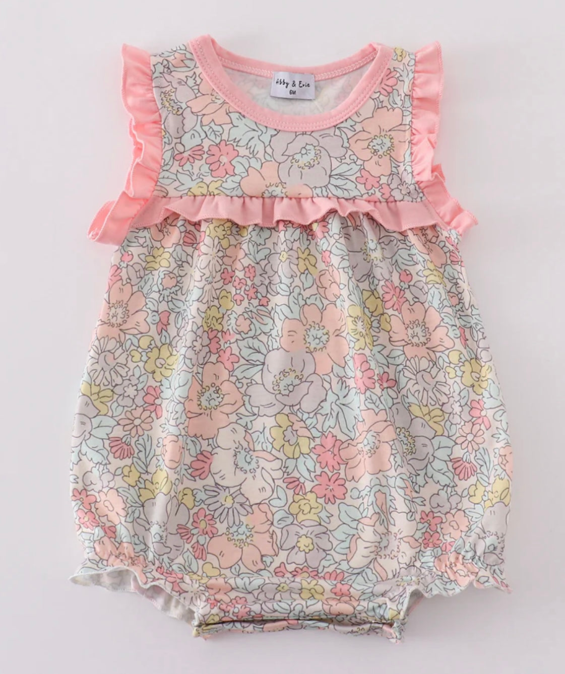 Peach Floral Ruffle Bubble