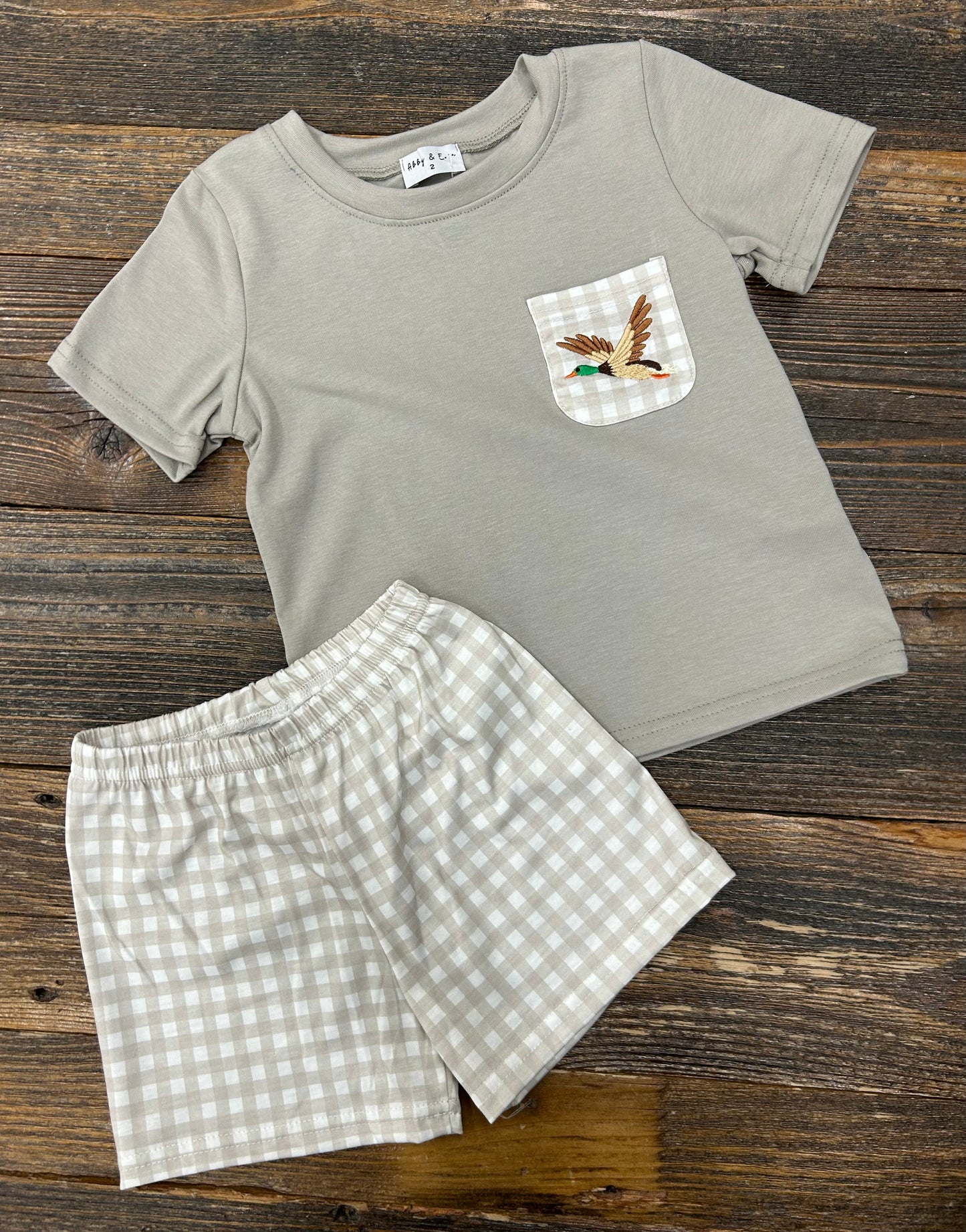 Grey Duck Embroidered Short Set