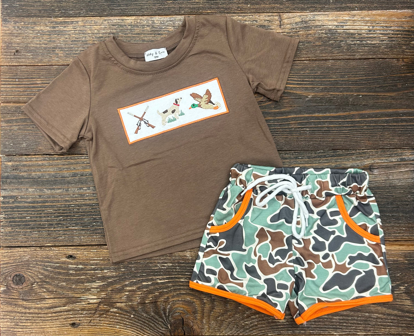 Camo Hunting Embroidered Short Set
