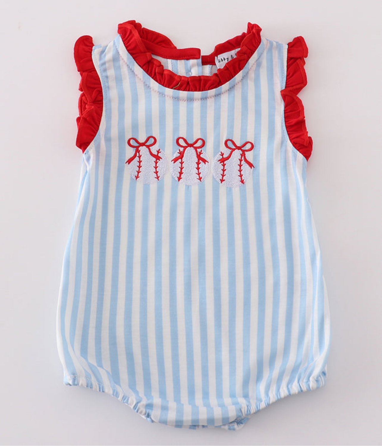 Baseball Embroidered Ruffle Bubble