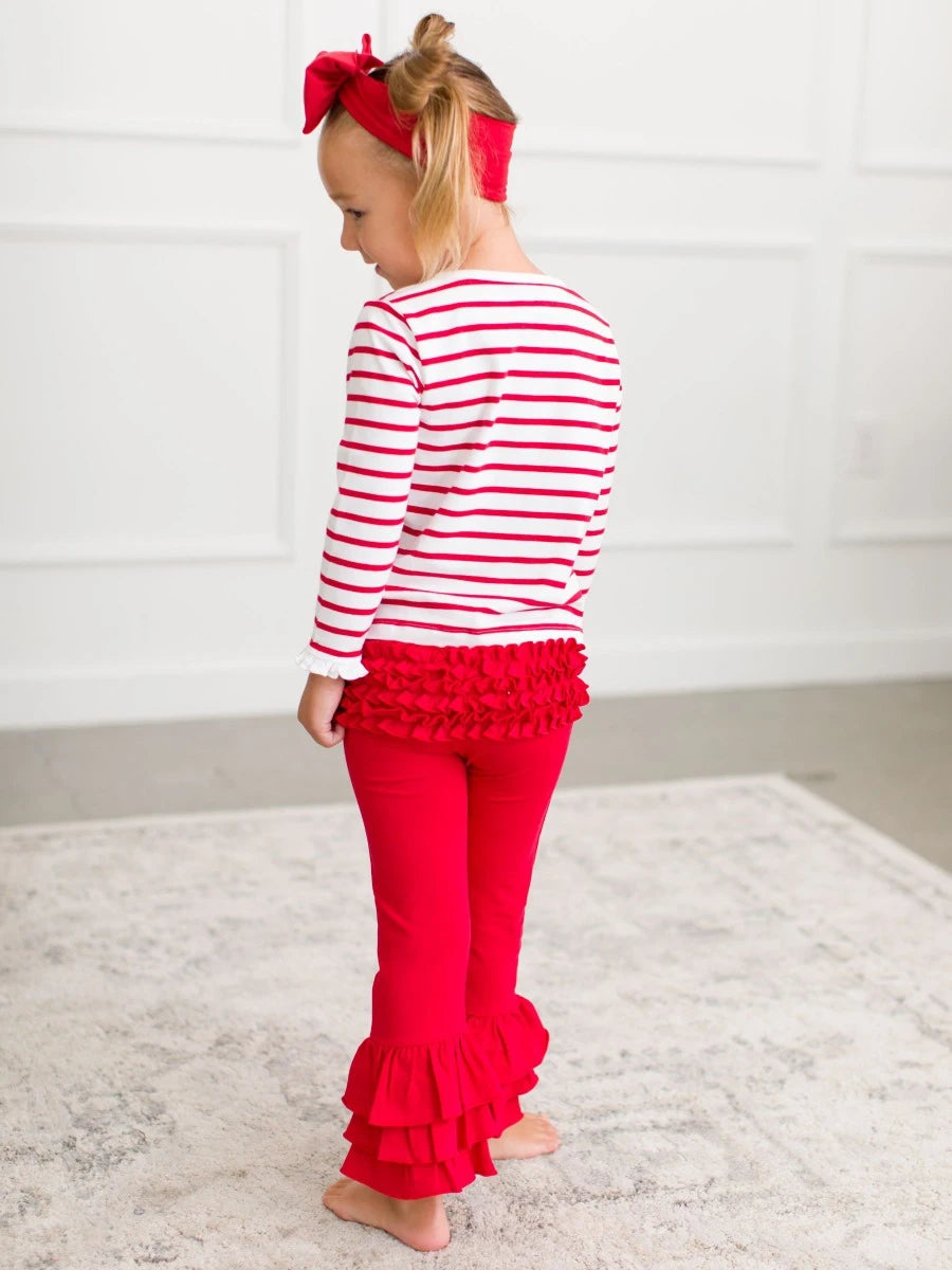 RuffleButts Red Flare Pants