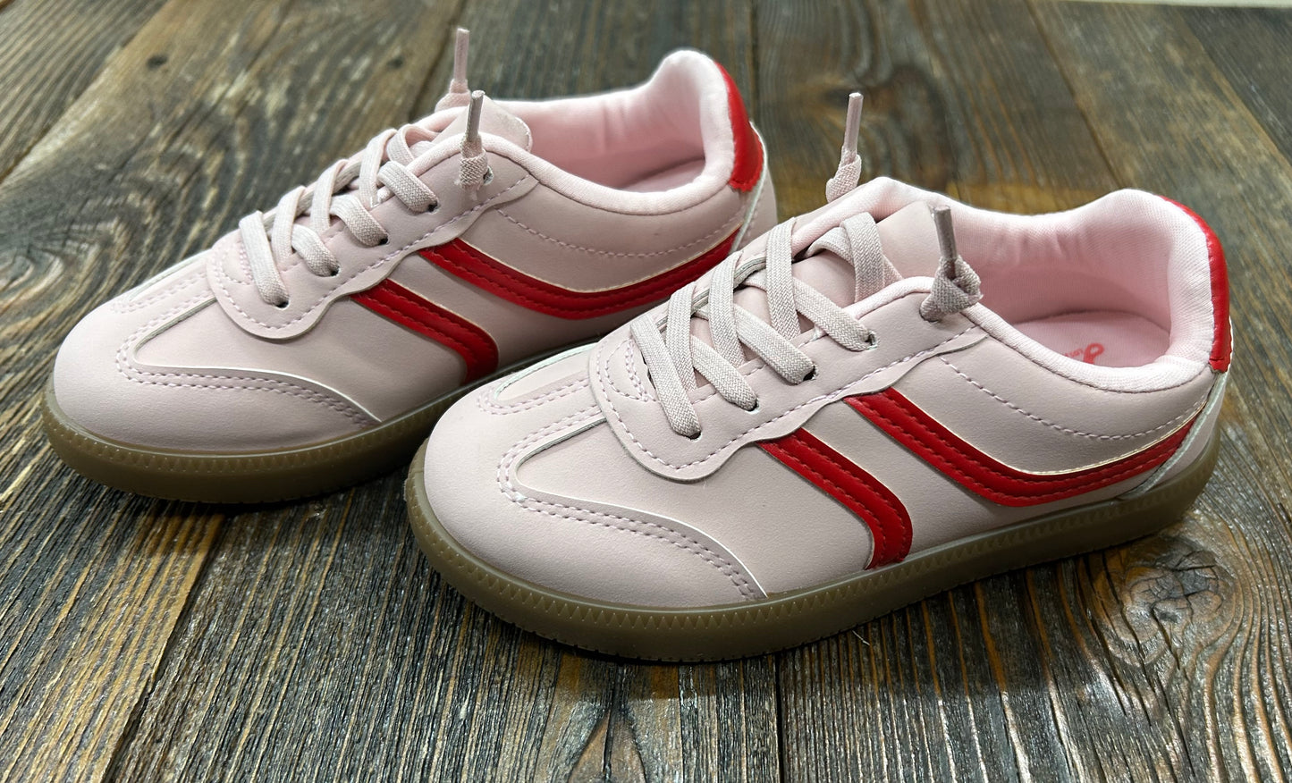 JP Light Pink/Red Suede Slip Ons