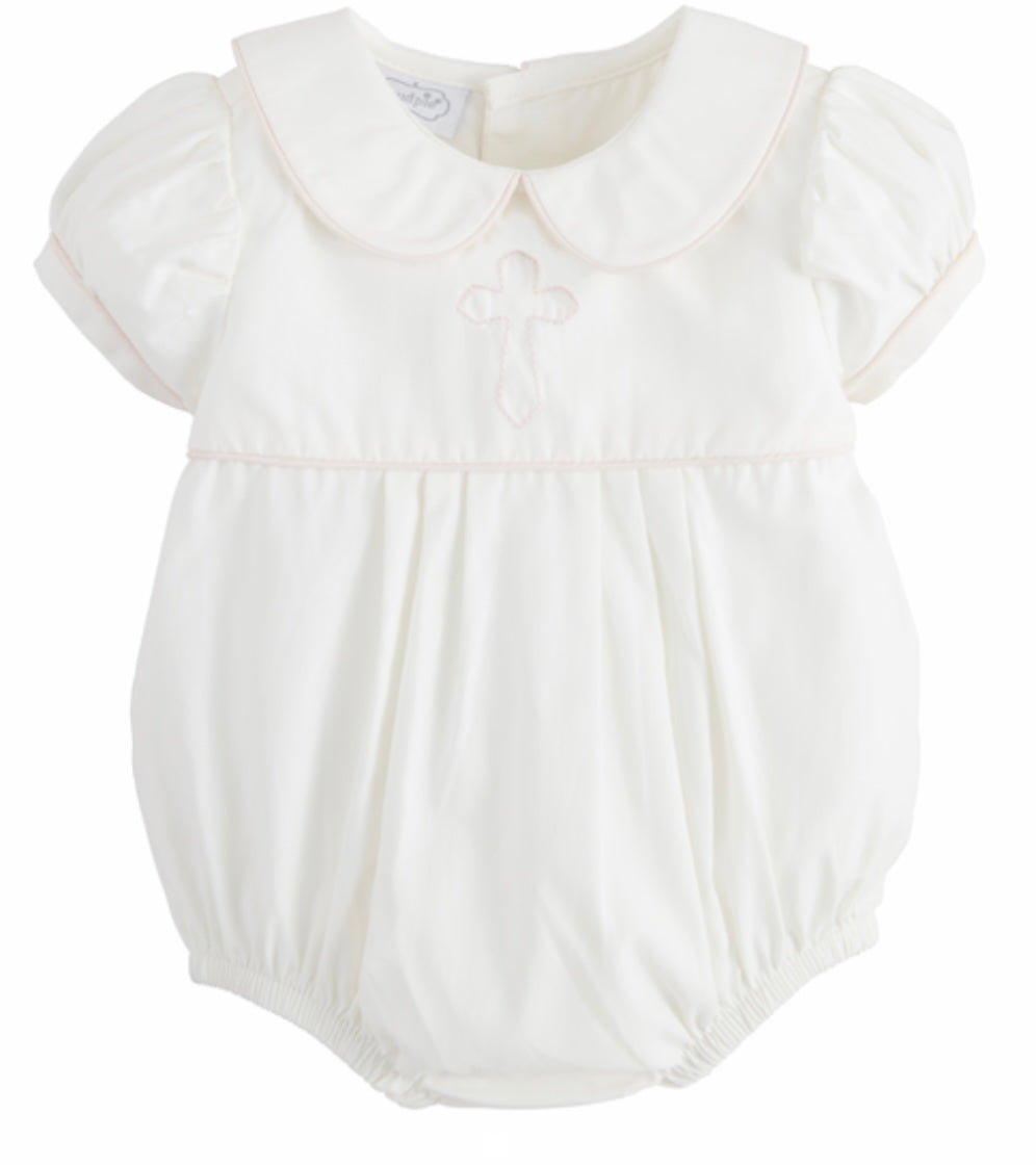 Mudpie Pink Cross Poplin Bubble