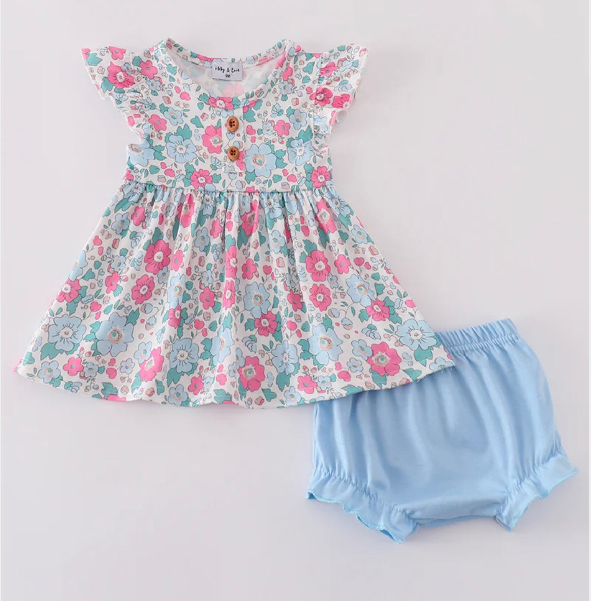 Blue Floral Bloomer Set